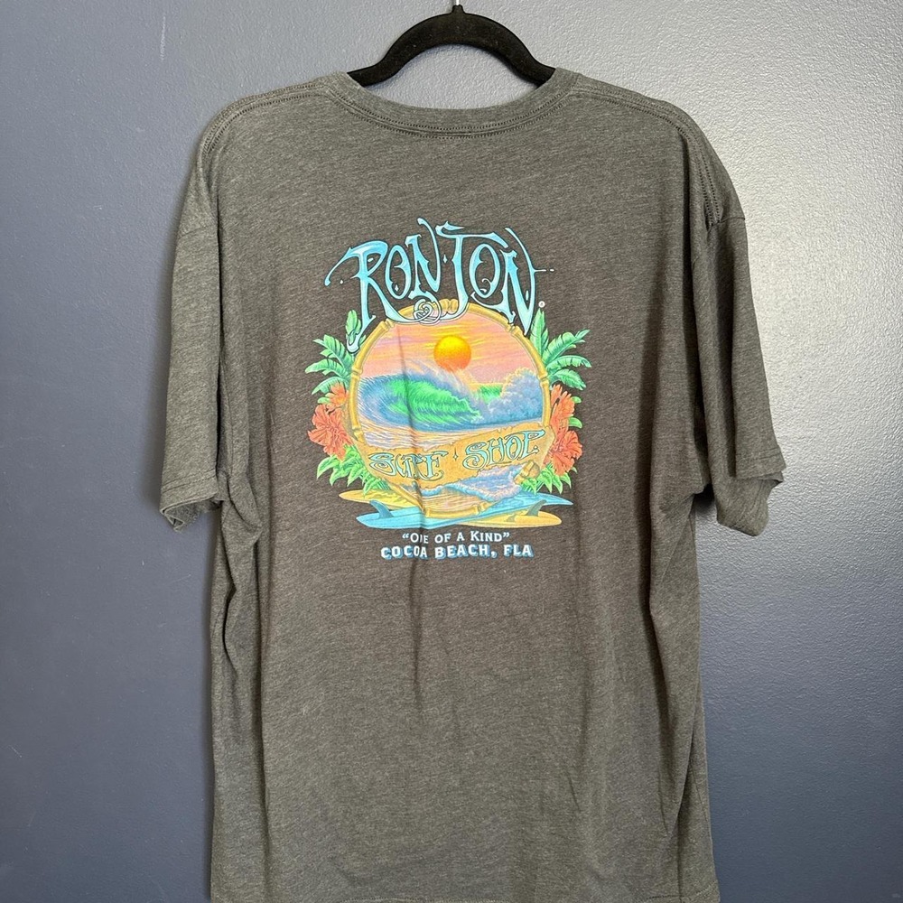 Vintage 90s Ron Jon Surf Shop Cocoa Beach Florida T-Shirt Grey Mens L